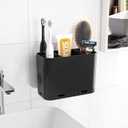 Toothbrush and Toothpaste Holders for Bathrooms Countertop - Detachable 5 Slots Kids Electric Toothbrush Holders Set Wall Mounted with Removable Dividers for Bathroom Decor and Accessories Organizer (Black)