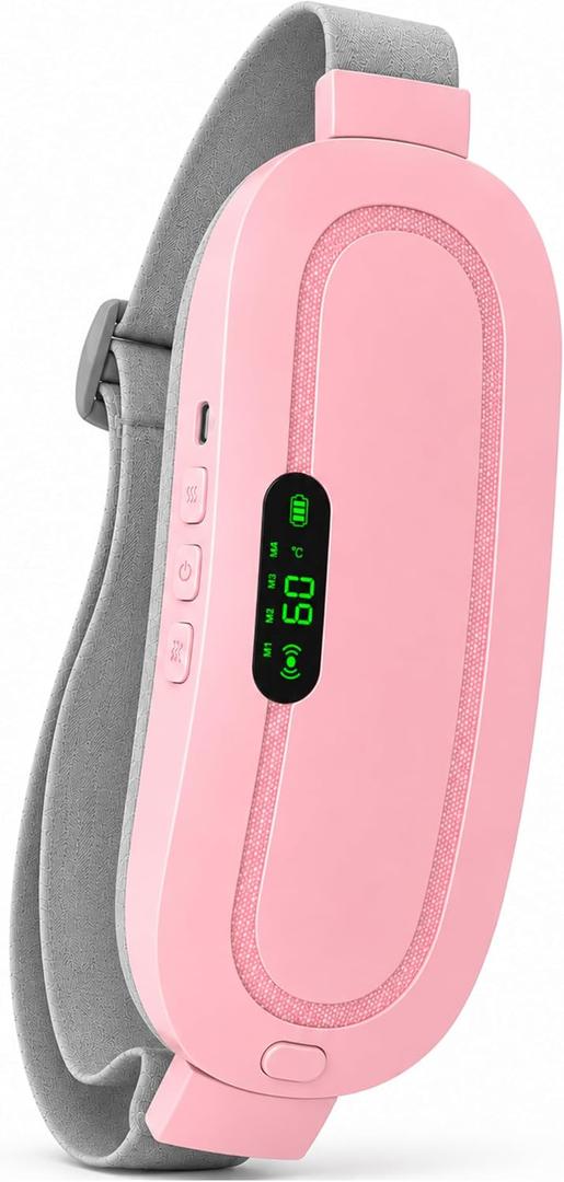Wearable Heating Pad for Menstrual Cramps, Portable Menstrual Heating Pad with Massage, Cordless & Rechargeable, Period Pain Relief Device, Heating Belt for Women, 3 Heat Levels & 4 Massage Modes