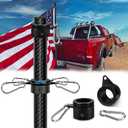 6FT 1.25 inch Truck Flag Pole, 1 1/4 Heavy Duty Carbon Fiber Flag Pole for Truck, Vehicle Flagpole for Truck Pickups Jeeps RVs SUVs Car, Reach 80+ MPH