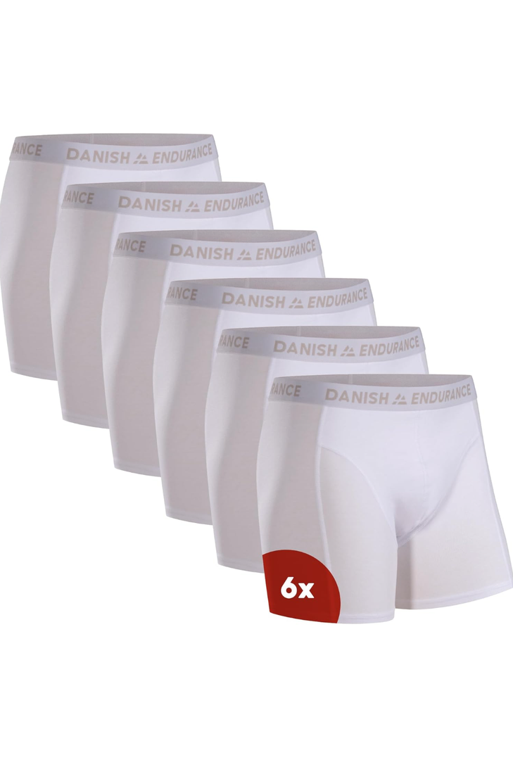 DANISH ENDURANCE Men's Cotton Boxer Briefs (6 or 10-Pack) – Soft, Stretchy, Breathable, With/Without Fly, US M