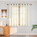 UPOPO Ivory Sheer Curtains 45 inches Linen Texured Farmhouse Living Room Wndow Curtain Panels Vintage Rustic Bedroom Sheers Open Weave Kitchen Basement Door Bathroom 2 Panels Grommet Top 52"x45"