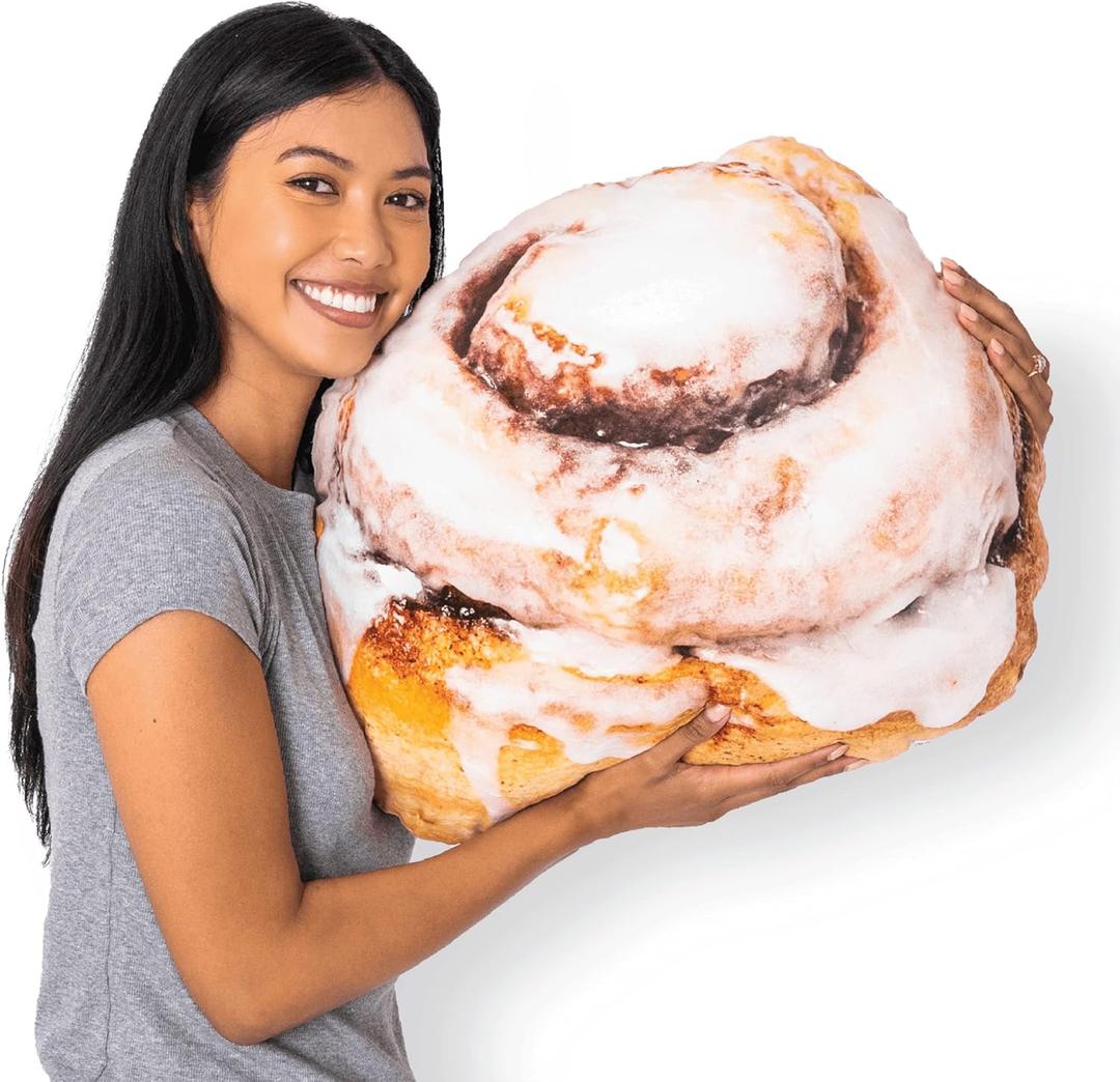 22" 3D Gooey Cinnamon Bun Throw Pillow - Made with Super Soft & Ultra Premium Fabric - Cute, Comfortable, Plush, Stuffed, Round, Squishy Cushion for Home Decor - Best Funny Gift - Medium
