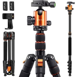 82" Tall Camera Tripod Heavy Duty, Victiv Aluminum DSLR Tripod Monopod for Photography Travel, Professional Camera Stand for Spotting Scope Telescope Binocular (Orange)