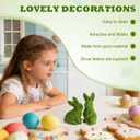 2pcs Flocked Bunny Moss Bunnies, Easter Bunny Decor for Home, Resin Rabbit Figurines for Spring Table Centerpieces, Green Moss Rabbit Statues for Indoor Outdoor Garden & Shelf Decorations(Small Moss)
