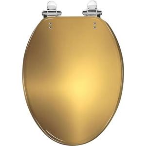 Elongated Toilet Seat Shiny brushed gold color metal Resin Toilet Seat Quietly Slow Close with Quick-Release Hinges Toilet Seat with Cover Easy to Clean Install