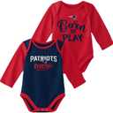 Outerstuff NFL Newborn Infants Little Player 2 Piece Long Sleeve Onesie Creeper Bodysuit Set (0-3 Months, New England Patriots)