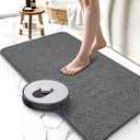 Bathroom Rugs 17x27Inch, Thin Bath Mat with Rubber Backing Non-Slip, Absorbent, Quick Dry Machine Washable, Home Decor Accessories Cozy Cloth Bathroom Mat fit Under Door/Sink/Tub/Shower-Dark Grey
