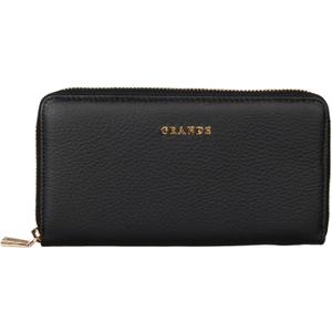 grande 2700 Genuine Leather Zip Around Continental Women Wallet Ladies Zippered Mini Purse - Black