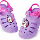 FUNCOO PLUS Boys Girls Sandals Toddler Lightweight EVA Water Shoes Kids Closed Toe Fisherman Sandals Summer Beach Sports Shoes Outdoor (Purple)