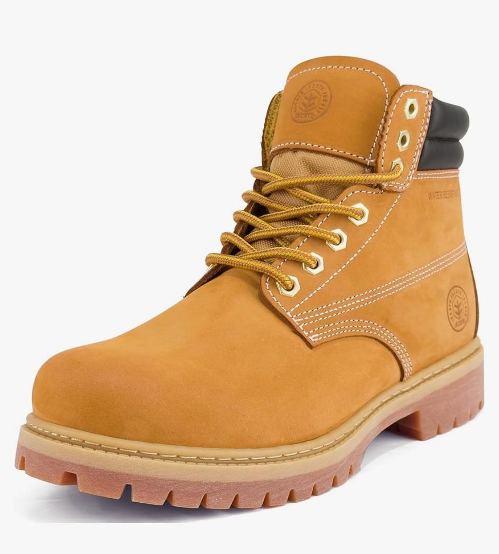 Jacata Men's Water Resistant Leather Work Boot Rubber Sole Construction Oil Resistant Utility Industrial Boots, 42, 8.5W