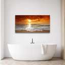 Muolunna S04650 Canvas Prints Wall Art Sunset Ocean Beach Pictures Photo Paintings for Living Room Bedroom Home Decorations Stretched and Framed Ready to Hang Seascape Waves Artwork 20x40inch