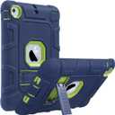 ULAK Case for iPad mini 1 2 3, Three Layer Heavy Duty Shockproof Protective Case with Kickstand for iPad mini 1st 2nd 3rd Generation (Blue+Lime Green)