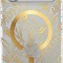LONLI Hue for iPhone 17 Pro Max Case - Golden Floral Shockproof Magnetic Phone Cover - [Compatible with Magsafe] - Elegant, Unique and Aesthetic for Women and Girls
