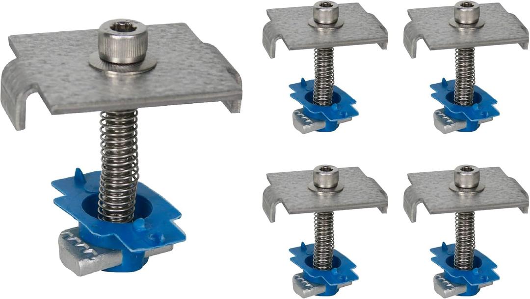SPMC158-5PK Solar Panel Mid Clamps for 1-5/8 in. Steel Strut Channel, Solar Panel Kit with Mid Clamps and Cone Nuts for Mounting Solar Panels, Pack of 5