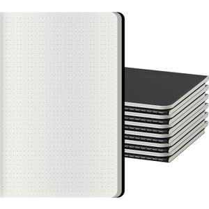 Dot Grid Notebook A5-60 Pages Thick Paper No Bleed, Black Cover Bullet Journal & Sketchbook, Lay Flat Binding for Smooth Writing | Dotted Notebook for Notes, Planning, Drawing, 12 Pack