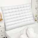 Threehoney College Dorm Headboard Twin XL Velvet Ultra Thick Cushion Tufted Headboard with Wall Hooks for College Dorm Room Bed Decor, 39.25" x 34" x 3.15"(White)