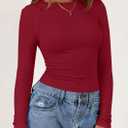 PRETTYGARDEN Long Sleeve Shirts for Women Fall Going Out Tops Casual Ribbed Knit Slim Fitted Basic Tees Y2K Spring Clothes (XXL)