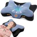 DONAMA Cervical Neck Pillow for Pain Relief,Odorless Contour Memory Foam Pillows with Cooling Pillowcase Cozy Sleeping, Orthopedic Ergonomic Bed Pillows for Side Back Stomach Sleepers (Queen Size 25.2"Lx14.6"Wx5.1"H, Blue and Black)