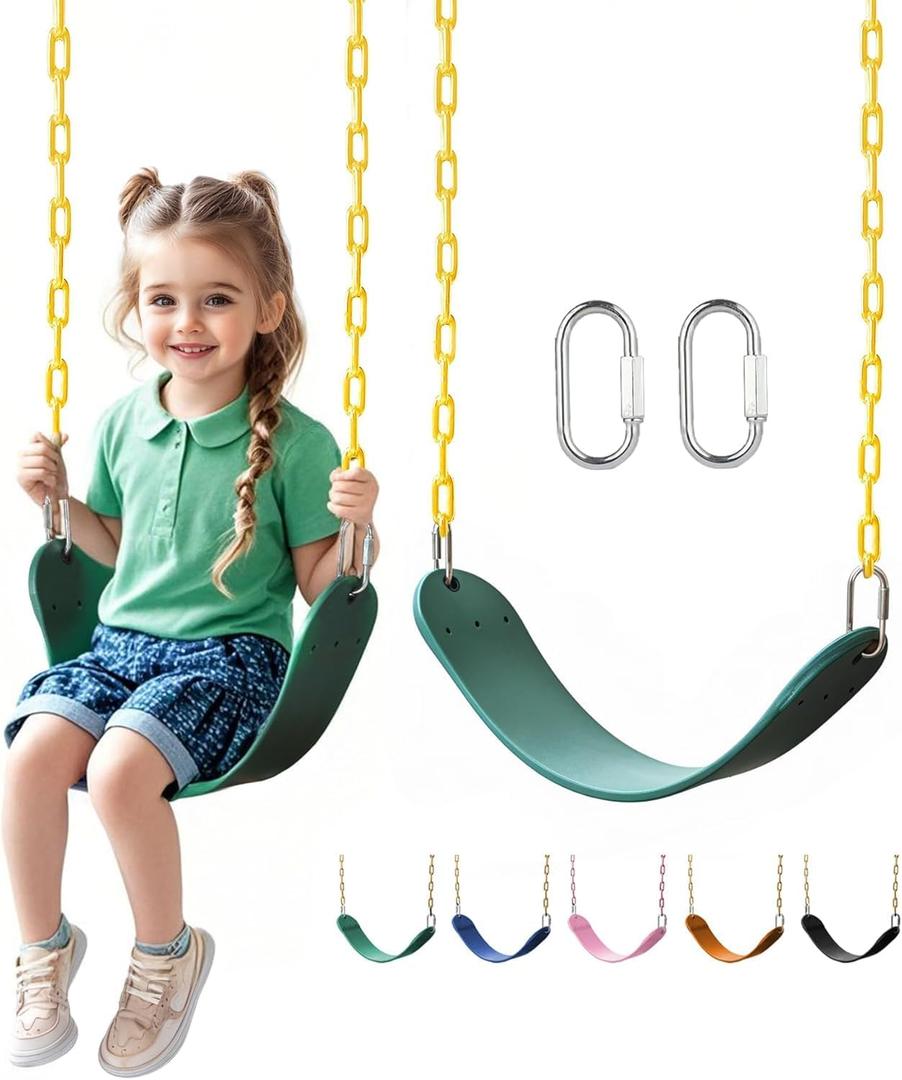 little dove Heavy Duty Swing Seat, Kids Swing with 66" Rust-Resistant Chains, Swing Set Accessories Replacement with Quick Links, Swing for Swingset Outdoor Playground, Green (1 Pack)