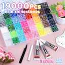 Zefy 40 Colors Resin Jelly Rhinestones for Bedazzling, 4mm 19000 Pcs Flatback Gems for Crafting, Bedazzling Kit with 3Pcs B7000 Glue for Clothing Shoes Nail Book Diamond Art