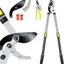 JARDINEER 3PCS Extendable Anvil Loppers Shears Set, Branch Cutters Heavy Duty with 2 Inch Clean Cut Capacity, 28-38.5" Telescopic Tree Trimming Long Handle with SK5 Spare Blade