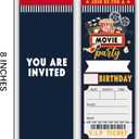 Movie Tickets Birthday Party Invitations, 20 Pcs Movie Night Invitations with Envelopes, Double-Sided Design Fill In Invite for Boy Girl, Theme Birthday Party Decorations-C02