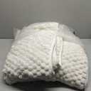 Super Soft Luxury Fleece Sherpa Weighted Blanket 15 lbs for Adults, Turtle Shell Fuzzy Cozy Warm Weighted Throw for Winter, Ceramic Beads Washable Heavy Blankets for Couch Bed, Cream White, 60"x80"