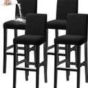 Bar Chair Stool Covers, Stretch Removable Washable Chair Slipcover for Short Swivel Dinning Chair Back Chair Bar Stool Chair (Black,Set of 4)