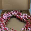 18In Artificial Pink Forsythia Wreath, Valentine's Day Front Door Wreath, Forsythia Flower Wreath for Front Door, Spring Pink Wreath for Home Wedding Window Wall Window Decor