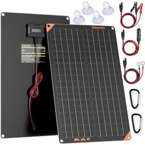 30Watt 12V Solar Car Battery Trickle Charger & Maintainer