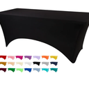 BDDC Table Covers for 6 Foot Tables, Black Washable and Wrinkle Resistant Stretch Tablecloths Rectangle 6ft for Events, Wedding, Banquets, Parties
