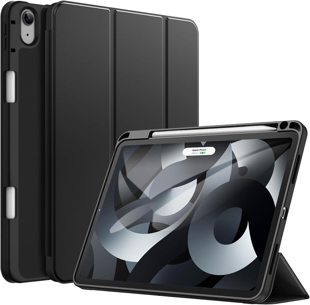 JETech Case for iPad Air 11-Inch M4/M3/M2 (2026/2025/2024), iPad Air 5/4 (2022/2020 5th/4th Generation 10.9-Inch) with Pencil Holder, Slim Tablet Cover with Soft TPU Back, Auto Wake/Sleep (Black)