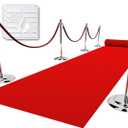 Red Carpet Runner for Party, 4X15 ft, 130 GSM Felt Non-Woven with Double-Sided No Traces Adhesive Sticke, Aisle Runner for Wedding, Movie Theme Party Decos, Red Runway Rug for Prom