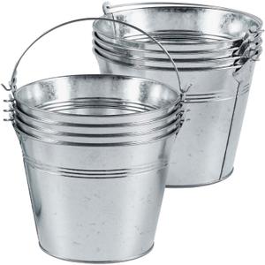 OBTANIM 8 Pack Galvanized Metal Buckets with Handle Ice Pails for Plants, Succulents, Party Favors Organizing, Rustic Home Decor or Classrooms Pencil Storage (9 x 5.9 inch)