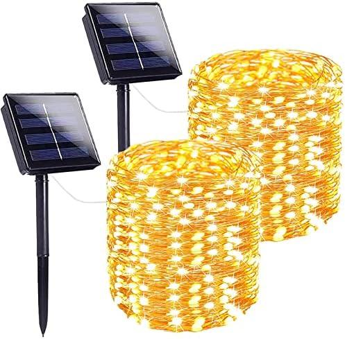 Extra-Long 144FT Solar String Lights for Outside, 1Pack 400LED Solar Fairy Lights Outdoor Waterproof, Copper Wire with 8 Modes Solar Twinkle Lights for Tree Garden Party Patio Xmas Decor (Warm White)
