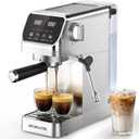 Aromaster Espresso Machine 20 Bar with Milk Frother, Easy to Use Compact Espresso Maker with Touchscreen, Fast Heat 1400W for Latte & Cappuccino, Stainless Steel Coffee Machine for Home & Office