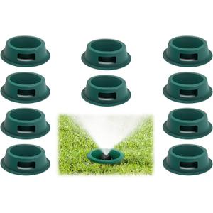 Outside Lawn Sprinkler Head Protector Pack of 10 Durable Plastic Sprinkler Donuts (8" Diameter, 2.5" Center Opening) Universal Fit for Hunter PGP & Standard Sprinkler Heads