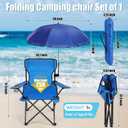 Yuntau 1 Set Beach Chair with Umbrella Foldable Camping Chair Fold up Umbrella with Universal Clamp Large Portable for Outdoors Fishing Camping Hiking Travel Picnic Beach(Dark Blue,Classic)