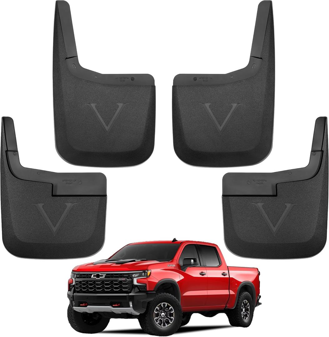 Mud Flaps for Trucks | Fits 2015-2020 Ford F150 Without Fender Flares, Front & Rear Splash Mud Guards, 4PC-Black
