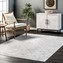 Nuloom SpinClean Regan Light Grey/Ivory, 6' x 9', Geometric, Soft and Cozy, High Traffic, Stain Resistant, Easy Clean, Durable, Machine Washable Area Rug for Bedroom, Living Room, Dining, Den, Foyer
