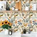 Peel and Stick Colorful Moody Vintage Contact Paper Removable Botanical Leaf Floral Wallpaper 17.7" x 118.11" Wall Paper Self Adhesive for Classroom Bedroom Laundry Room Bathroom