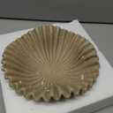 Large Decorative Handmade Bowl Decor , Modern Home Decoration, Fan Shaped Bowl, Ruffle Decor, Stylish Key Bowl for Entry Table, Decorative Fruit Bowl for Kitchen Counter, Artificial Stone Beige (10.5inch)