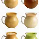 Turkish Tea Glasses  Striped Borosilicate Glass Mugs Set of 6 (200 ml / 7 oz)  Heat Resistant Glass Tea Cups  Curved Design Coffee Mugs  Dishwasher Safe