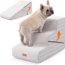 Gardner Pet Dog Stairs for Small Dogs 16.5" H, 2 in 1 Transformable 3-Step Pet Stairs and Ramp, Dog Steps for Couch Bed (13-20 in) Non-Slip Waterproof Cover and CertiPUR-US Certified Foam, Checked