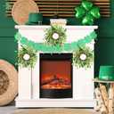 6 PCS St.Patrick's Day Candle Wreath Lucky Artificial Shamrocks Wreath for Front Door St Patrick's Day Kitchen Cabinet Wreaths Pillars Candle Wreaths for Lrish Home Porch Wall Window Decoration