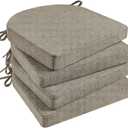 Basic Beyond Chair Cushions for Dining Chairs 4 Pack, Kitchen Chair Cushions with Ties and Non Slip Backing, 16 x 16 inches Chair Pads for Dining Chairs (Khaki)