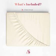Ashton Sheets Premium 1000-Thread-Count Egyptian Feel 100% Cotton - Breathable Ivory Twin XL Fitted Sheet, Easy Snug Fit, 18" Deep Pocket, Soft Smooth Sateen Weave, Extra Long Staple Cotton