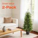 3FT Lighted Artificial Topiary Trees Outdoor Set of 2, Realistic Lighted Norfolk Pine Faux Trees with Planters, Battery Operated Warm White Lights for Front Porch Entryway Patio Decor