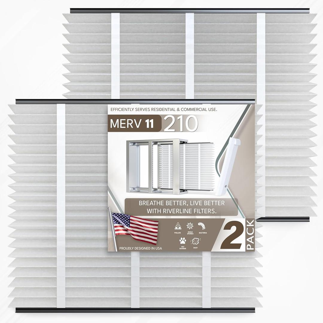 2-Pack Riverline Filter Replacement for AprilAire 210 Whole House Air Purifiers - MERV 11 - Compatible with Aprilaire Models 1210, 1620, 2210, 2216, 3210, and 4200 - Size: 20x25x4