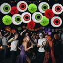 2 x 14Pcs Halloween Eyeballs Hanging Paper Lanterns Party Decorations with Hooks and Ropes Halloween Spooky Decor for Home Garden Patio Outdoor Indoor